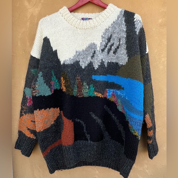 Lee Andersen Vintage mountain landscape wool sweater